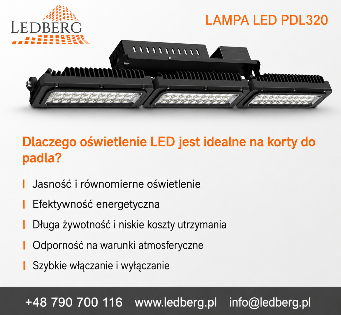 Oświetlenie LED do kortów padla
