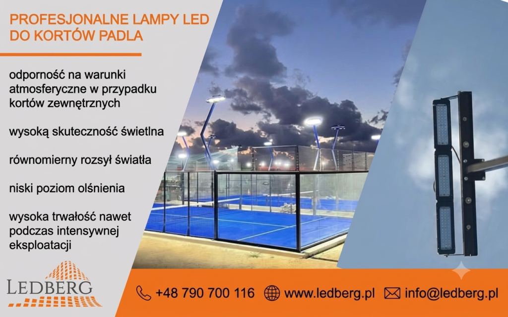 Profesjonalne lampy LED do kortów padla